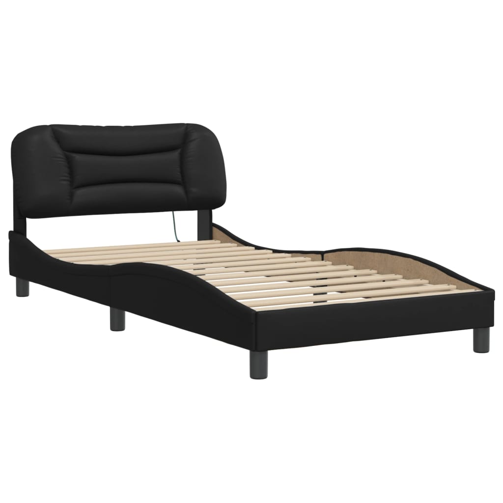 Modernes Bettgestell aus Kunstleder mit LED-Beleuchtung - Bettrahmen - 100x200cm