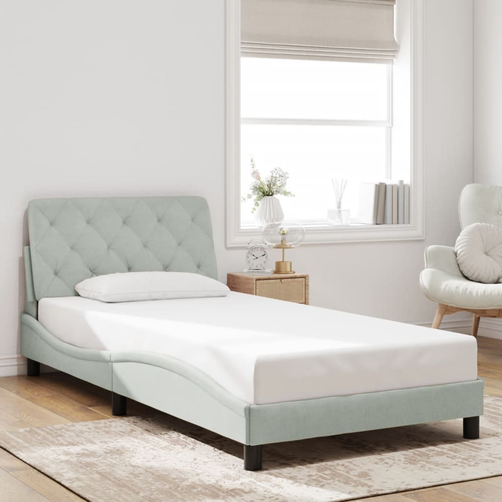 Tolles Bettgestell mit LED - 100x200 cm - Samtbezug - Bettrahmen - Einzelbett