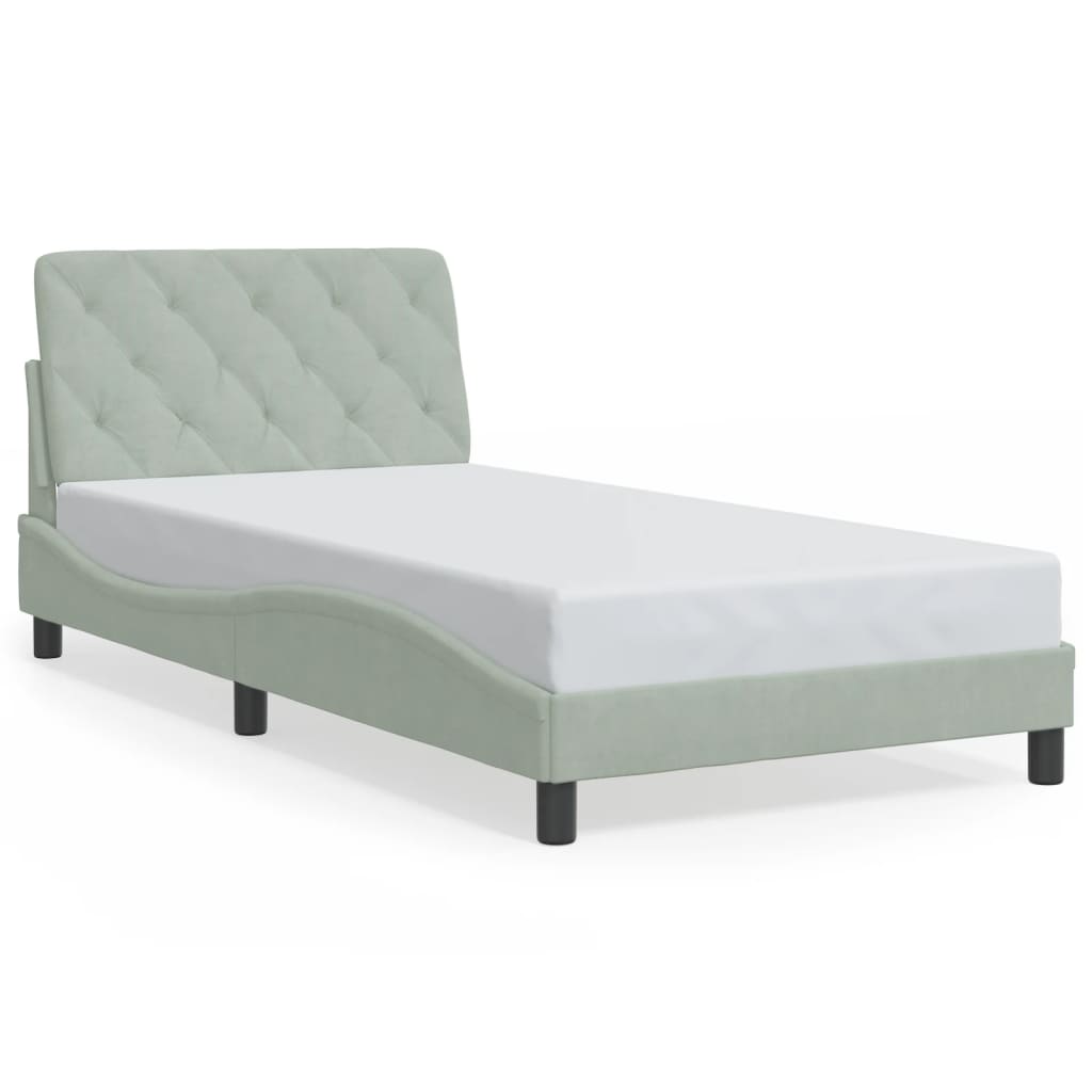Tolles Bettgestell mit LED - 100x200 cm - Samtbezug - Bettrahmen - Einzelbett