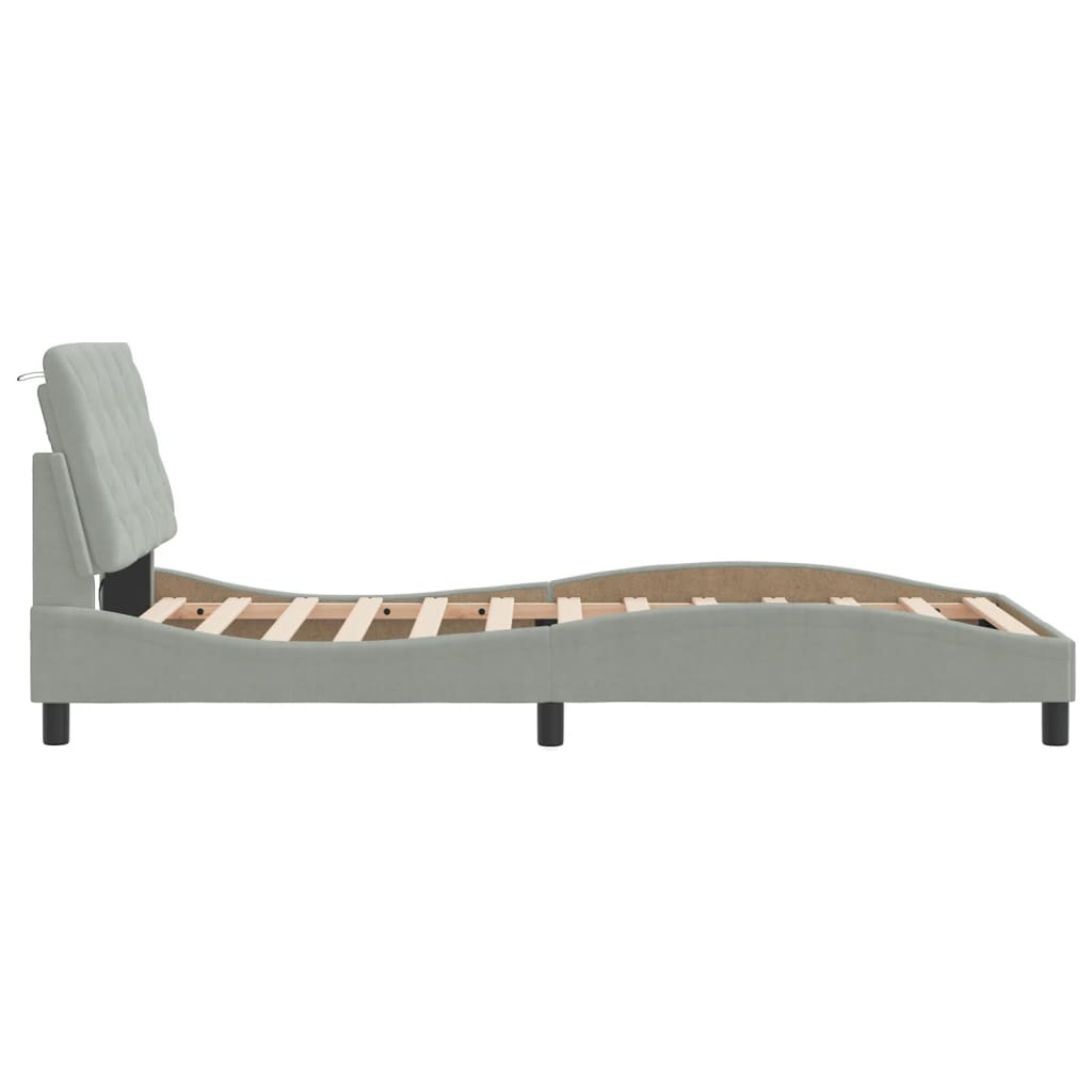Tolles Bettgestell mit LED - 100x200 cm - Samtbezug - Bettrahmen - Einzelbett