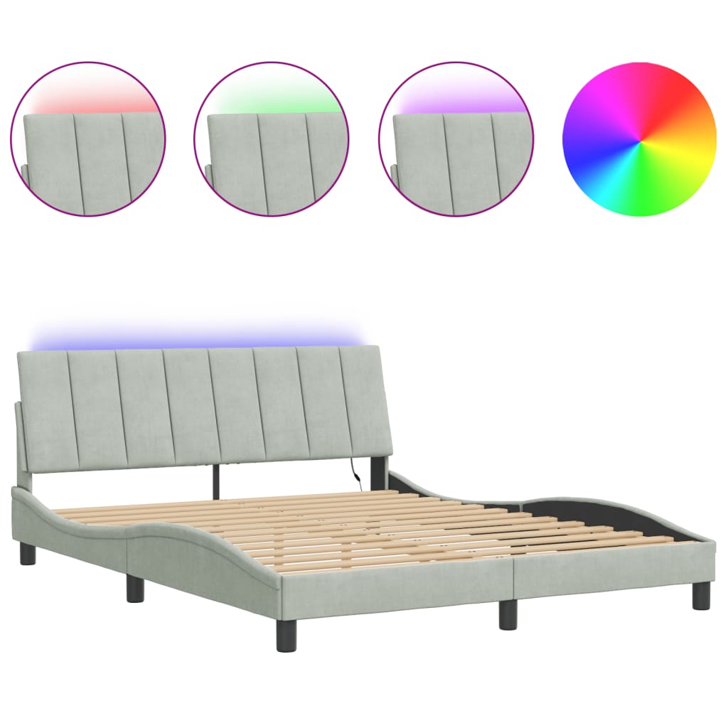 Designer-Bett 160x200 cm mit LED-Beleuchtung - Bettrahmen - modernes Doppelbett