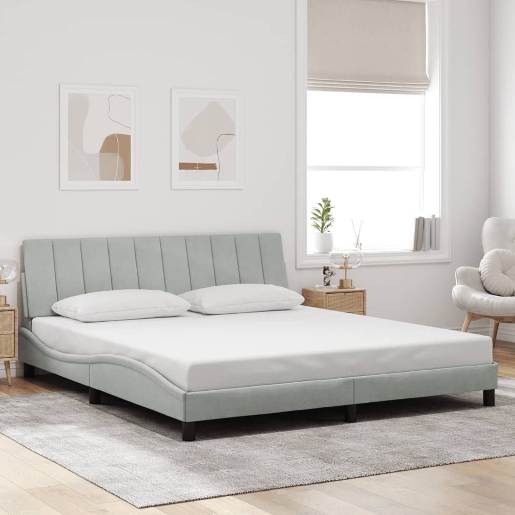 Stilvolles Bettgestell - LED-Beleuchtung - 180 x 200 cm - Doppelbett - Samtbezug