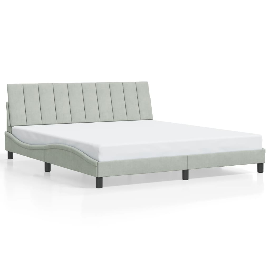 Stilvolles Bettgestell - LED-Beleuchtung - 180 x 200 cm - Doppelbett - Samtbezug