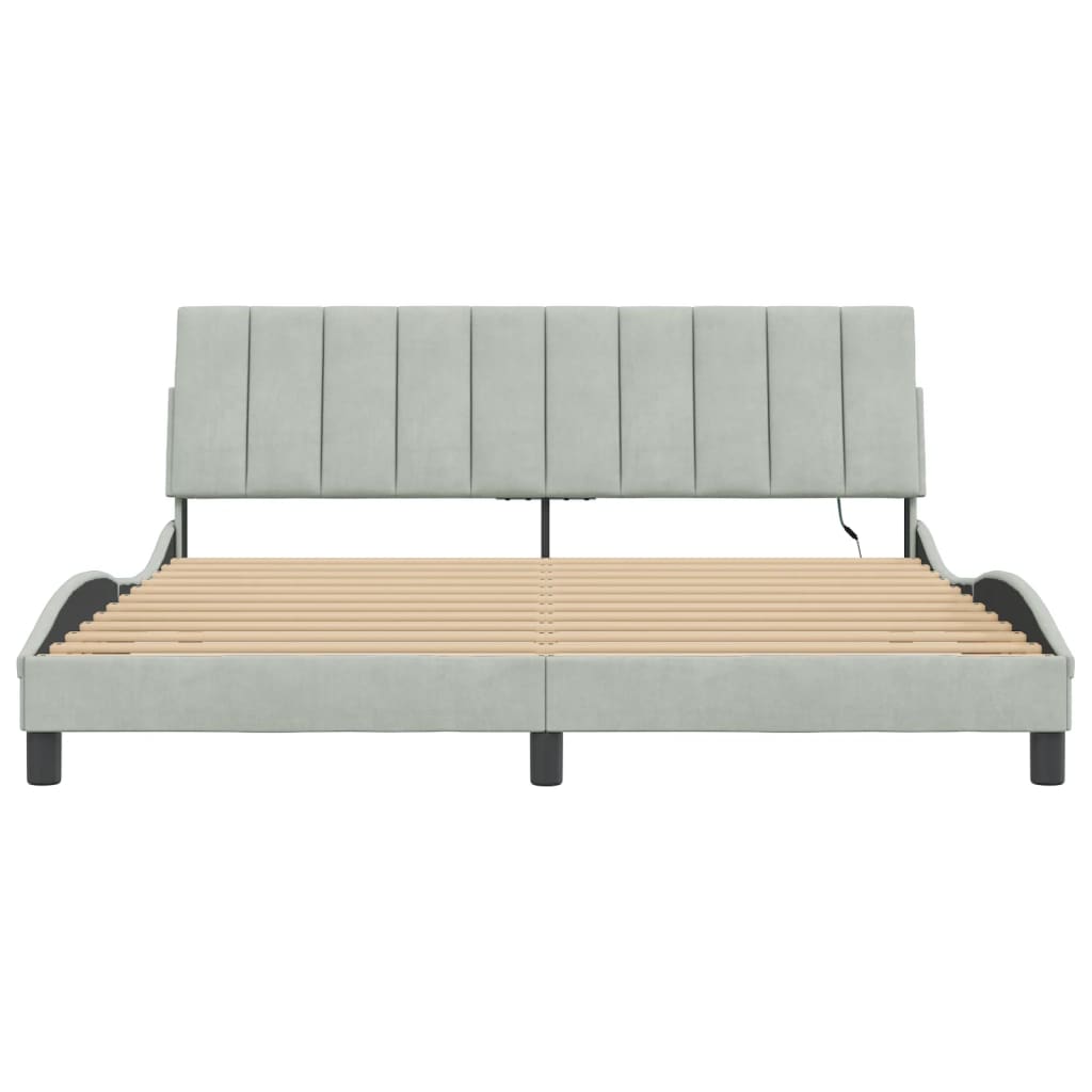 Stilvolles Bettgestell - LED-Beleuchtung - 180 x 200 cm - Doppelbett - Samtbezug
