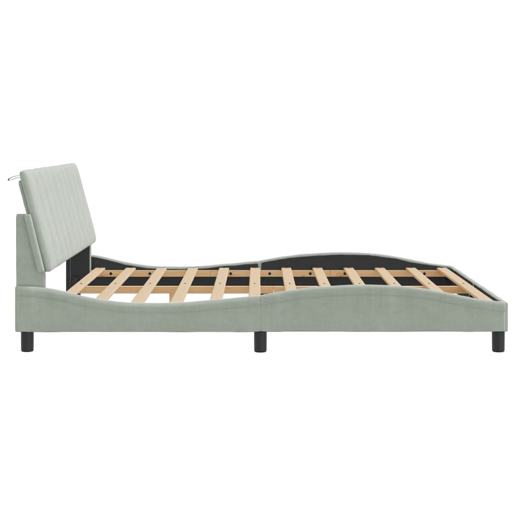 Stilvolles Bettgestell - LED-Beleuchtung - 180 x 200 cm - Doppelbett - Samtbezug