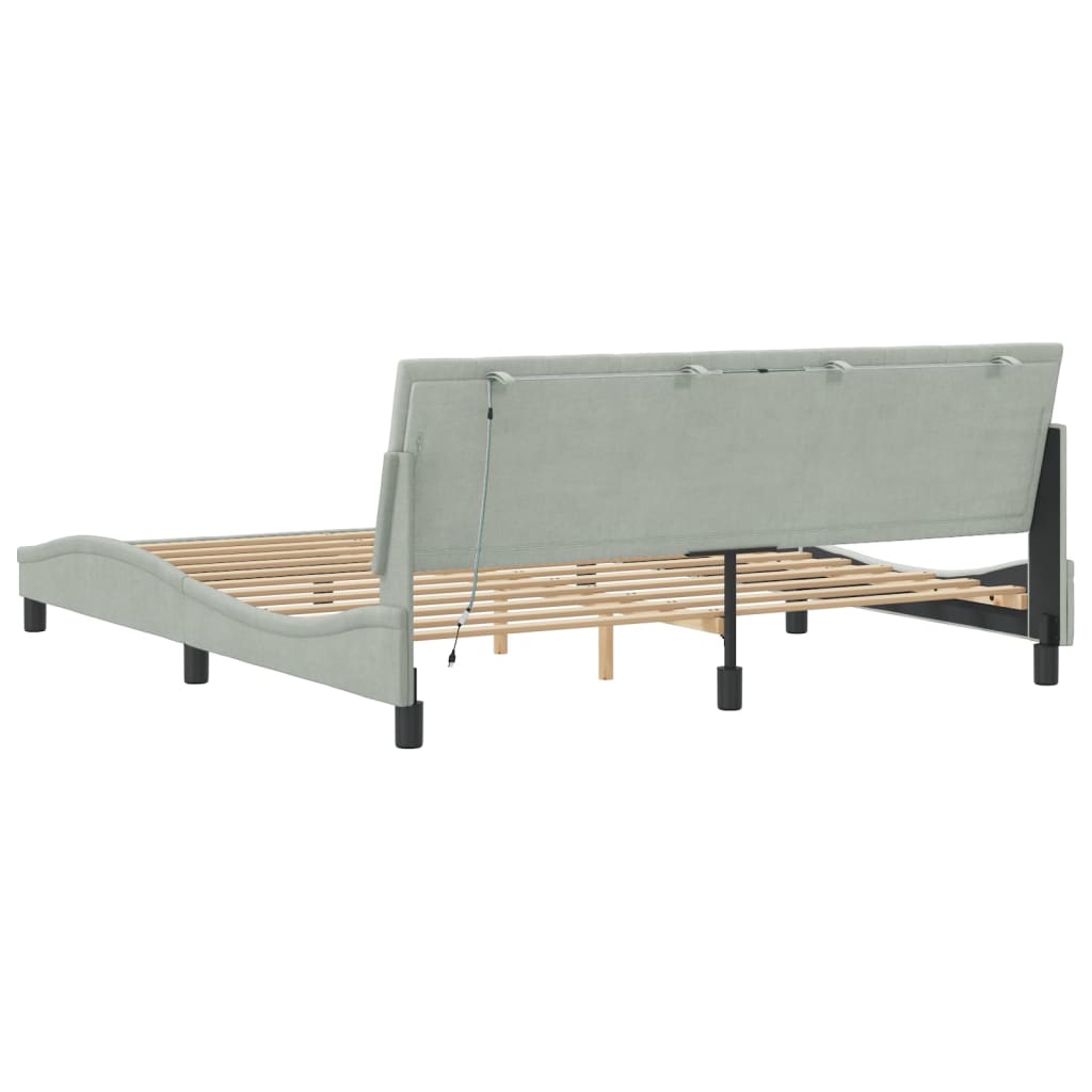 Stilvolles Bettgestell - LED-Beleuchtung - 180 x 200 cm - Doppelbett - Samtbezug