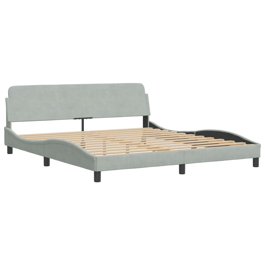 Stilvolles Bettgestell - LED-Beleuchtung - 180 x 200 cm - Doppelbett - Samtbezug