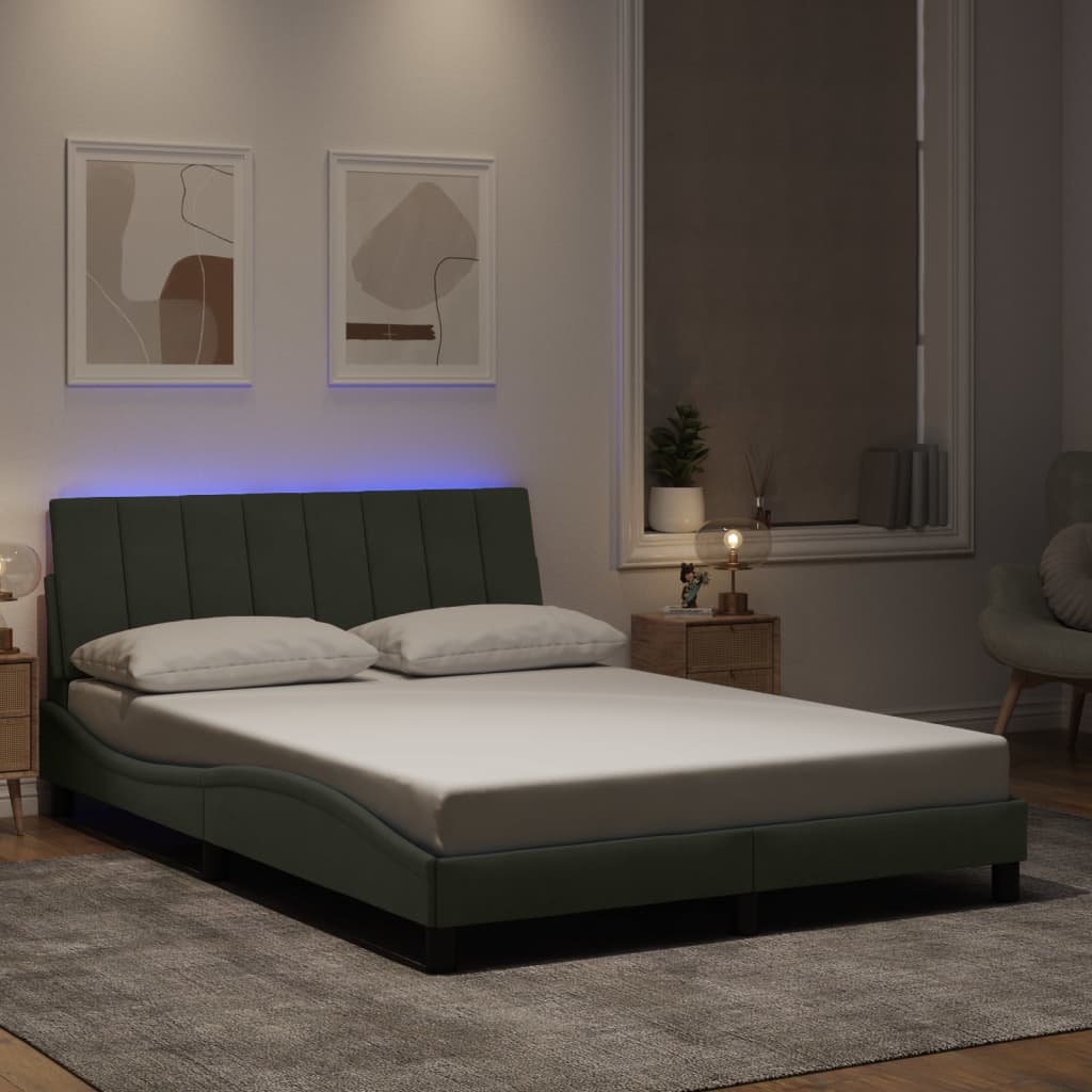 Design Bettgestell mit LED - Polsterbett - Doppelbett - Bettrahmen - 140x190 cm