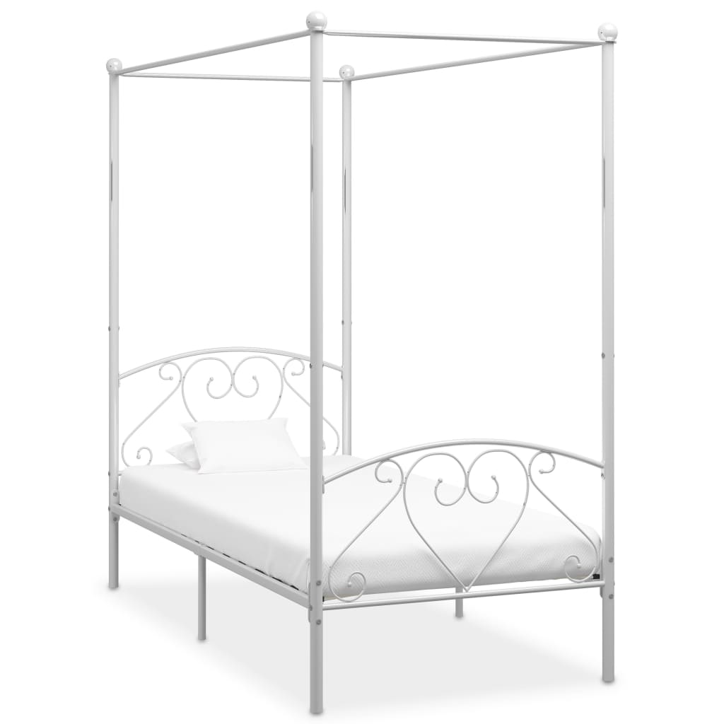 Himmelbett-Gestell - Metallbett - Einzelbett - Bettrahmen - Bett - 90 x 200 cm