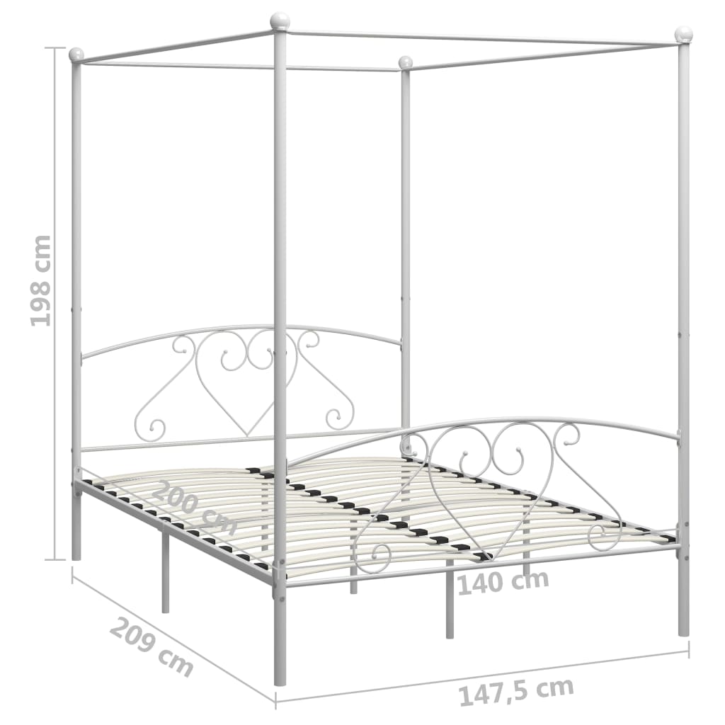 Himmelbett - Bettrahmen - 140x200 cm - Bettgestell - Metallbett - modernes Bett