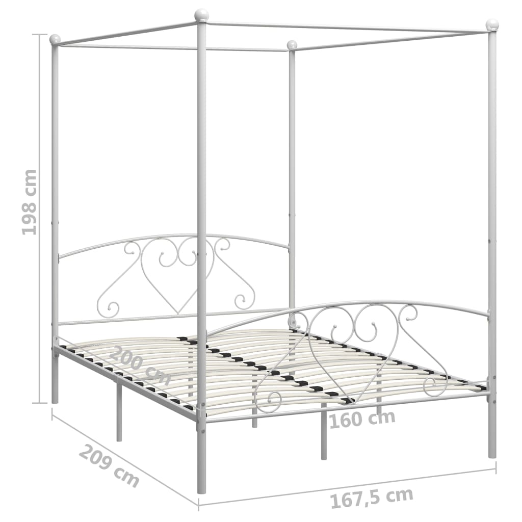 Tolles Himmelbett-Gestell - Bettrahmen - Doppelbett - Metallbett - 160x200 cm