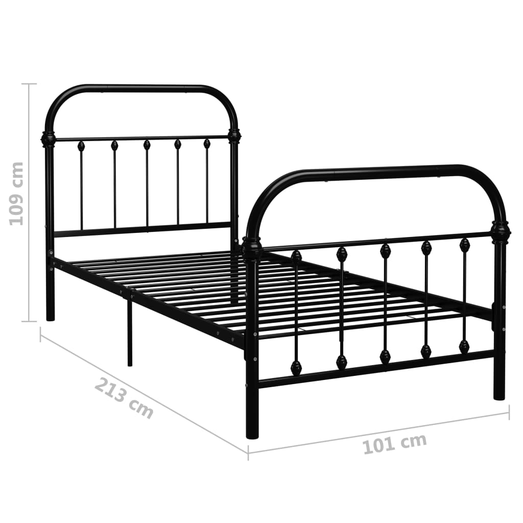 Klassischer Metallbettrahmen 90x200 cm - Einzelbett - Bettgestell - Jugendbett