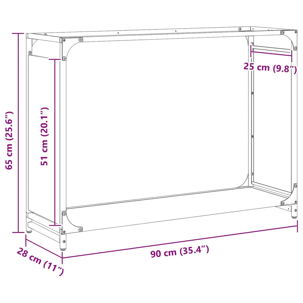 TOP Feuerholzregal - Kaminholzständer - Holzlager - Brennholzablage - 90x65 cm