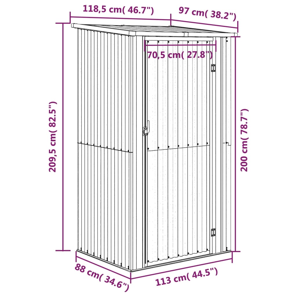 Geräteschrank - Gartenschuppen - Geräteschuppen - Gartenhaus - 118,5x97x209,5 cm