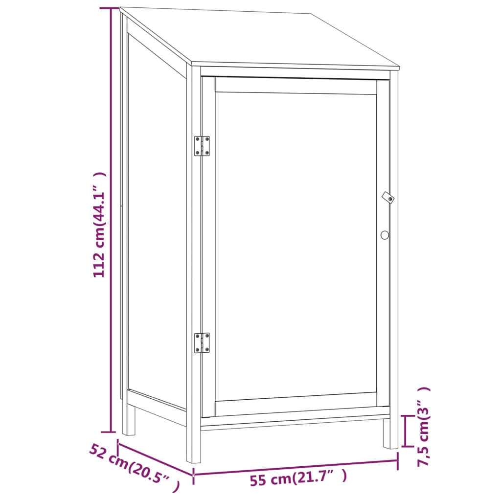 Kompakter Gartenschrank - Gartenhaus - Holzgerätehaus - Geräteschrank - 55x112cm