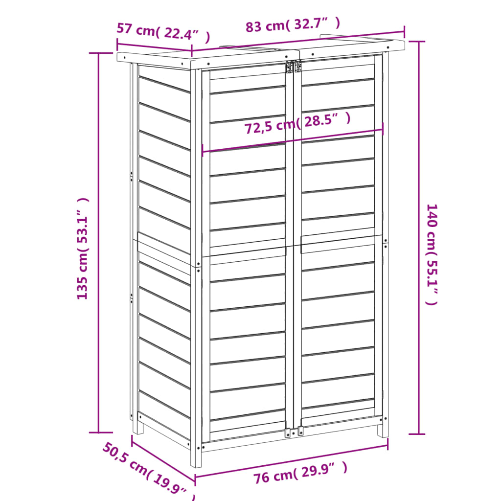 Stabiler Gartenschrank - TOP Geräteschrank - Geräteschuppen - 83 x 57 x 140 cm