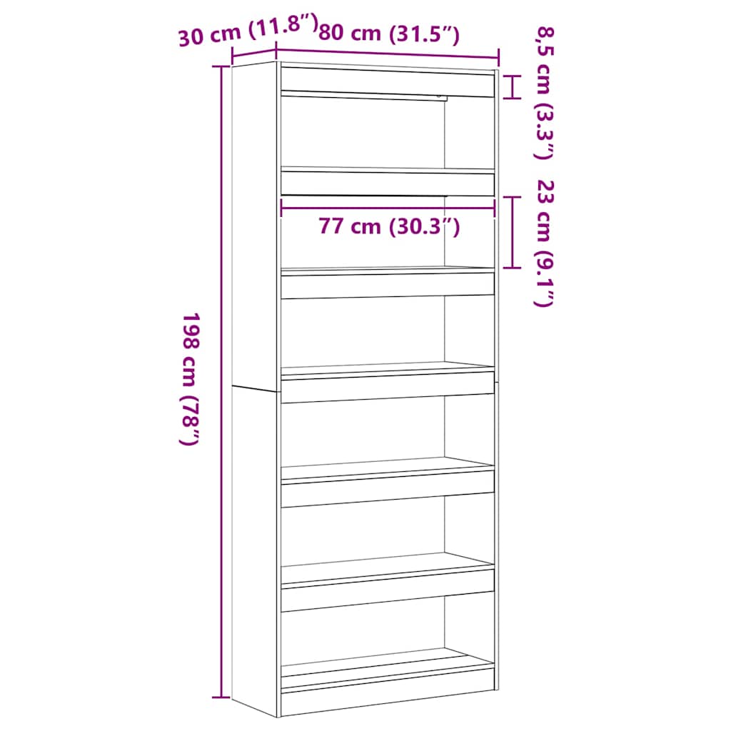 Bücherregal - Raumregal - Aufbewahrungssystem - für Deko und Bücher - 80x198 cm