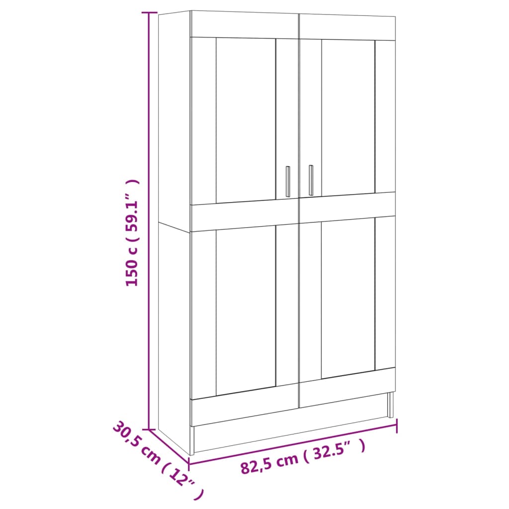 Elegantes Bücherregal mit Türen - Vitrinenschrank - Aktenregal - Highboard