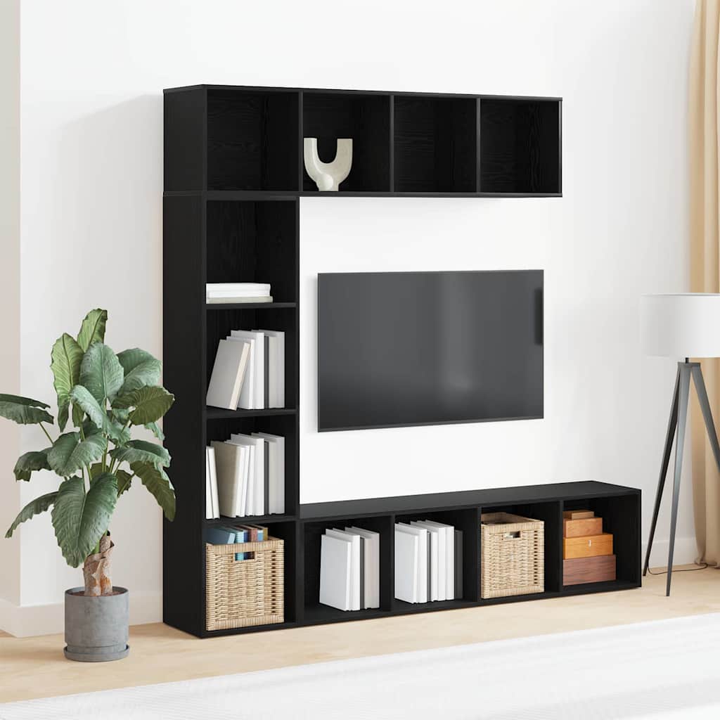 Bücherregal - 3-teiliges Set - Wohnwand - Medien-Regal - Holzregal - 12 Fächer