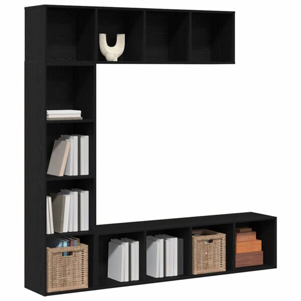 Bücherregal - 3-teiliges Set - Wohnwand - Medien-Regal - Holzregal - 12 Fächer