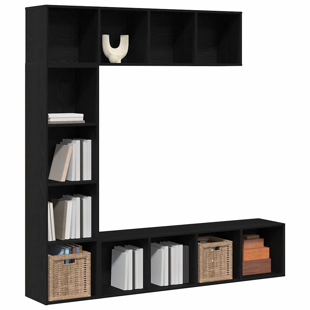 Bücherregal - 3-teiliges Set - Wohnwand - Medien-Regal - Holzregal - 12 Fächer