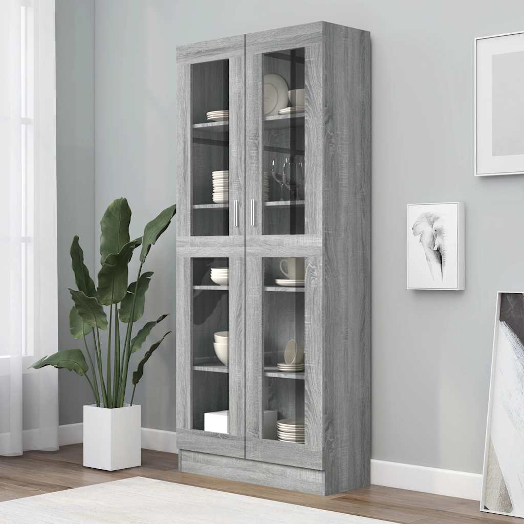 Eleganter Vitrinenschrank - Highboard - Bücherschrank - Glasvitrine - 185 cm