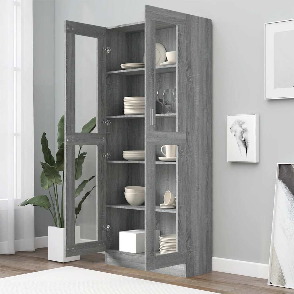 Eleganter Vitrinenschrank - Highboard - Bücherschrank - Glasvitrine - 185 cm