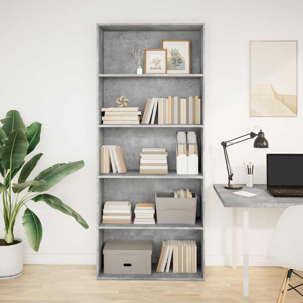 Großes Bücherregal mit 5 offenen Fächern - Aktenregal - Highboard - 80 x 189 cm