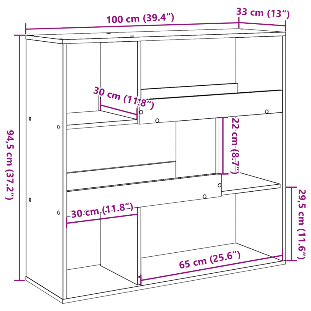 Raumteiler - Standregal - Bücherregal - Büroregal - Bücherständer - 100x94 cm