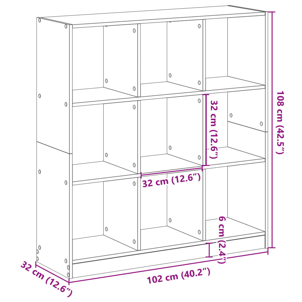 Bücherregal - Würfelregal - Raumteiler - Regal für kleine Räume - 102x32x108