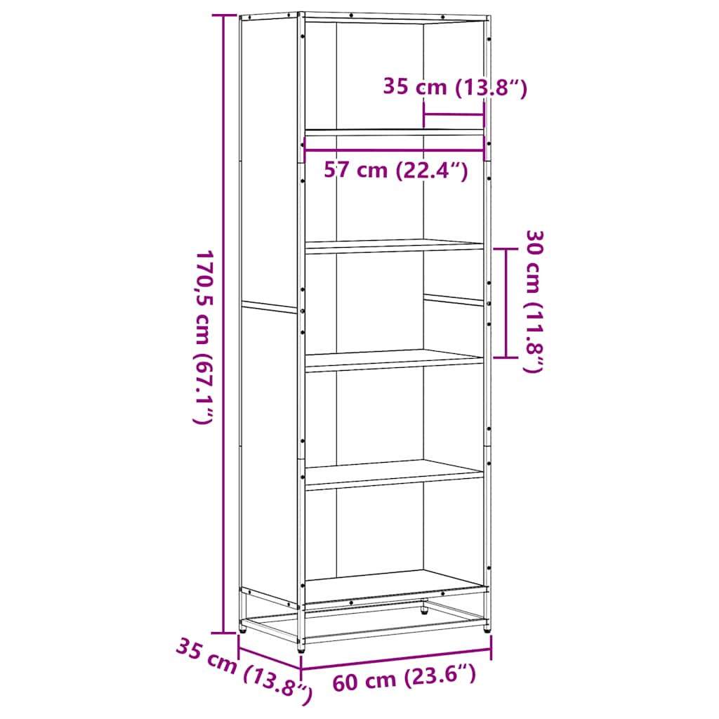 Bücherregal im industriellen Stil - Highboard - Aktenregal - Büroregal - 170 cm