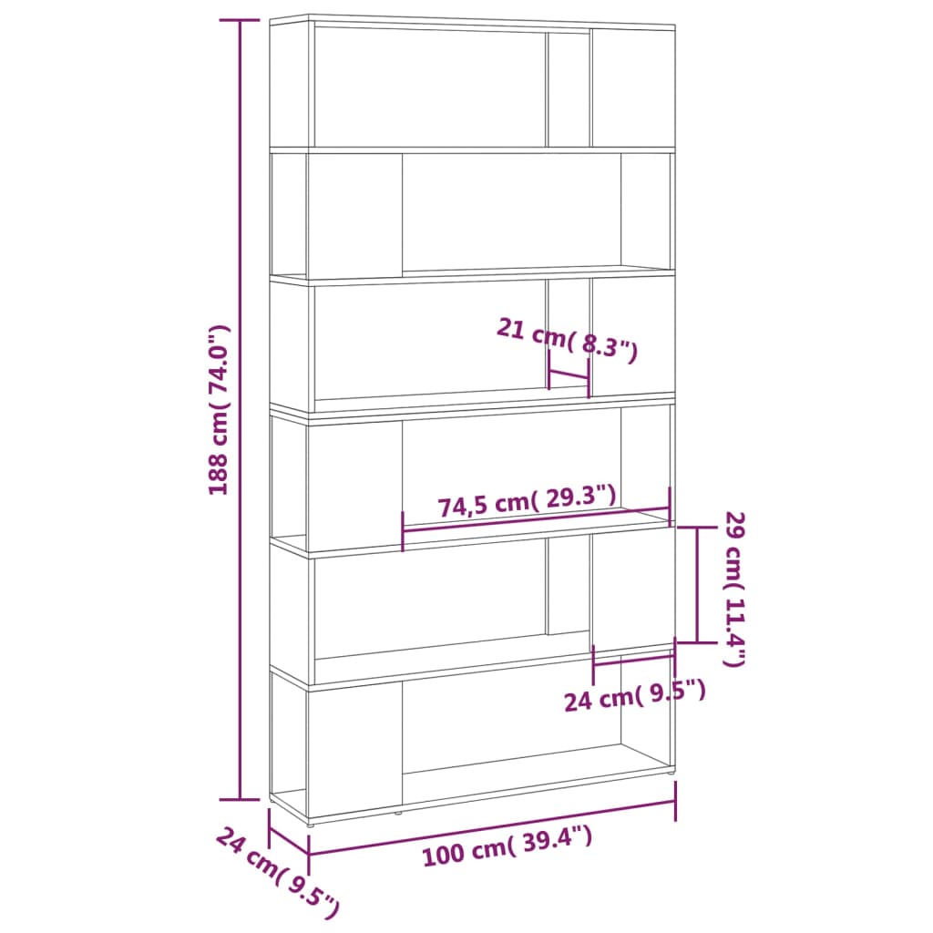 Bücherregal 2er-Set - Raumteiler - Holzregal - DVD-Regal - Highboard - 100x188cm