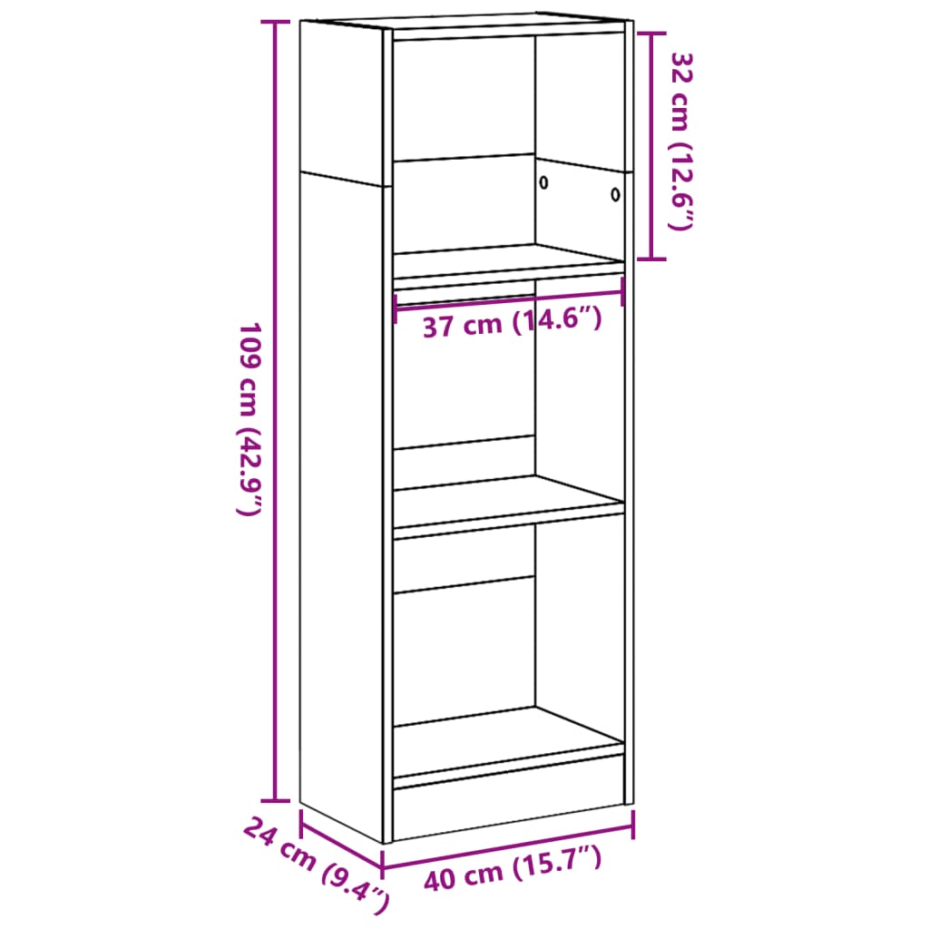 Bücherregal im modernen Stil - DVD-Regal - Büromöbel - Holzregal - 40x109 cm