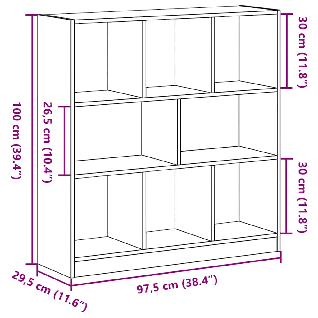 Modernes Bücherregal - Raumteiler - Regal - DVD-Board - Holzregal - 97 x 100 cm