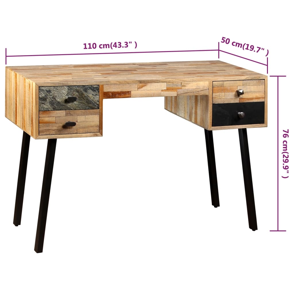 Vintage-Schreibtisch aus recyceltem Teakholz - Sekretär - PC-Tisch - Workspace