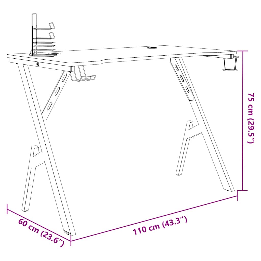 Gaming-Tisch m. Ablagen - Schreibtisch - Computertisch - Bürotisch - 110x60x75cm