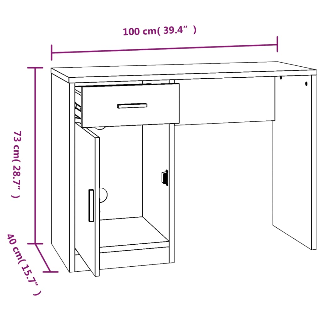 Computertisch - Homeoffice Schreibtisch - Arbeitstisch - Bürotisch - 100x40x73cm