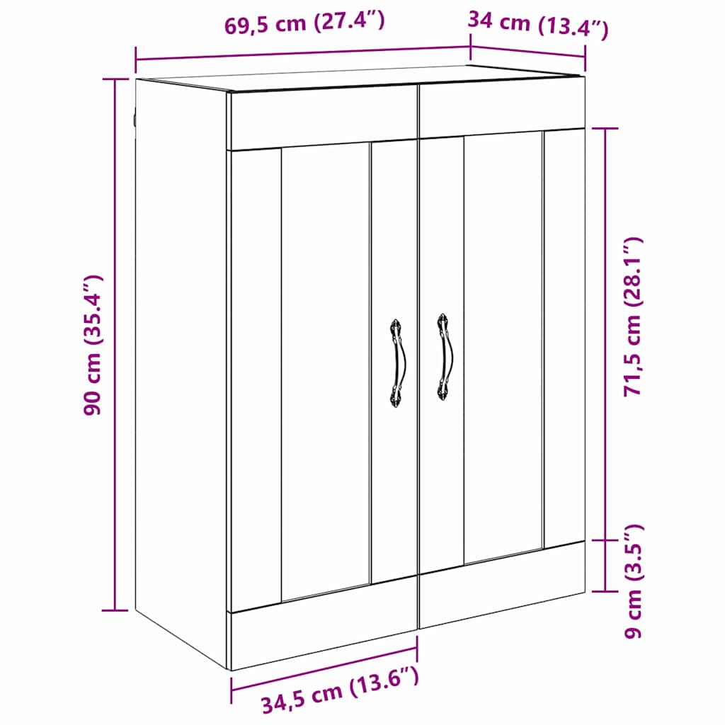 TOP Wandschrank - Hängeschrank - Vitrinenschrank - Medienschrank - 69 x 90 cm