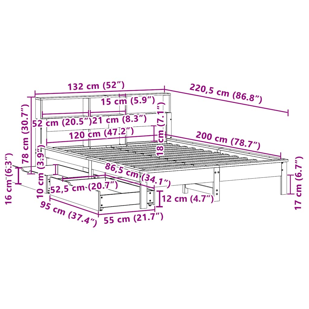 Stauraumbett - Bettgestell - Bettrahmen - Einzelbett - Jugendbett - 120 x 200 cm
