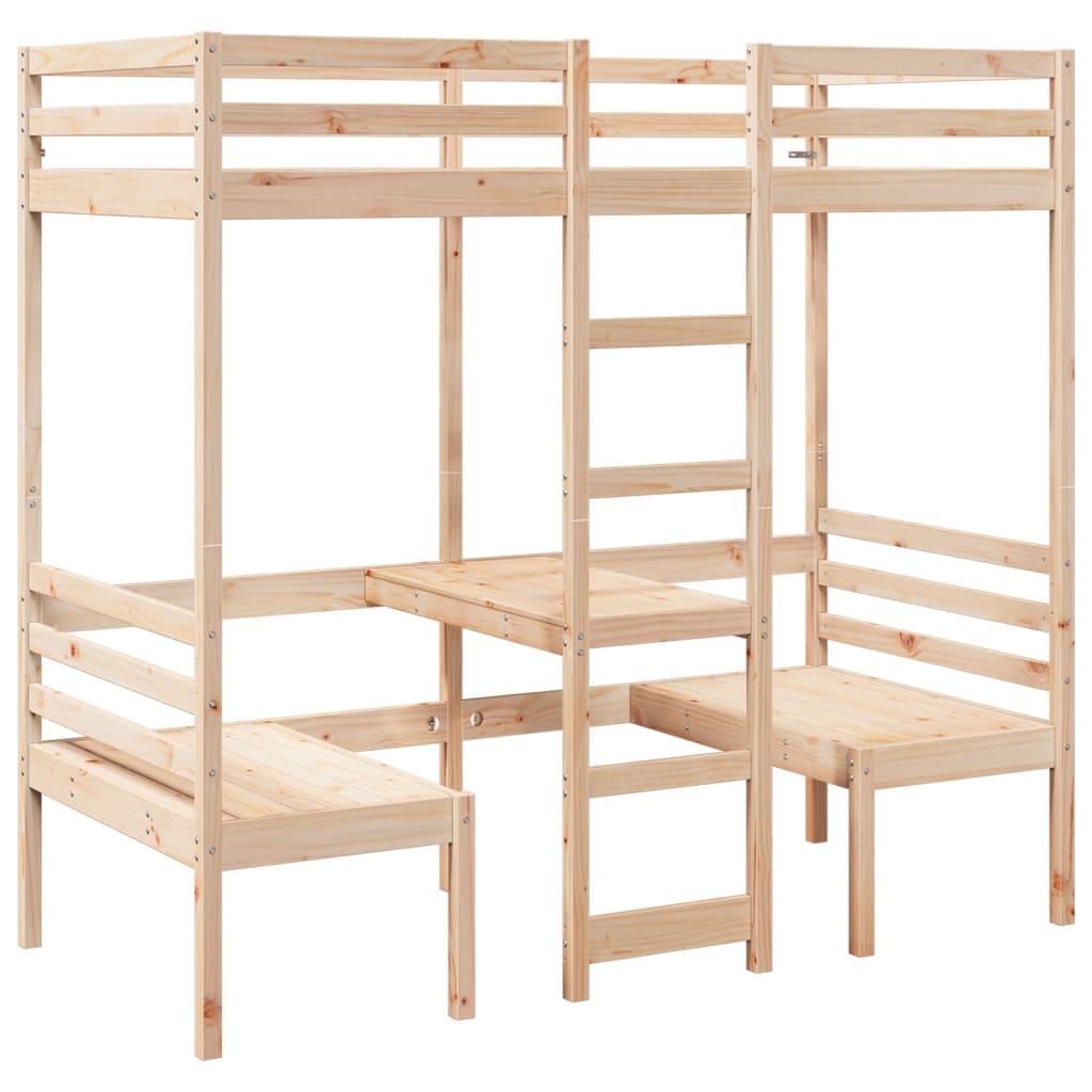 Hochbett m. Schreibtisch & Bänken - Kinderbett - Etagenbett - Stockbett - 80x200