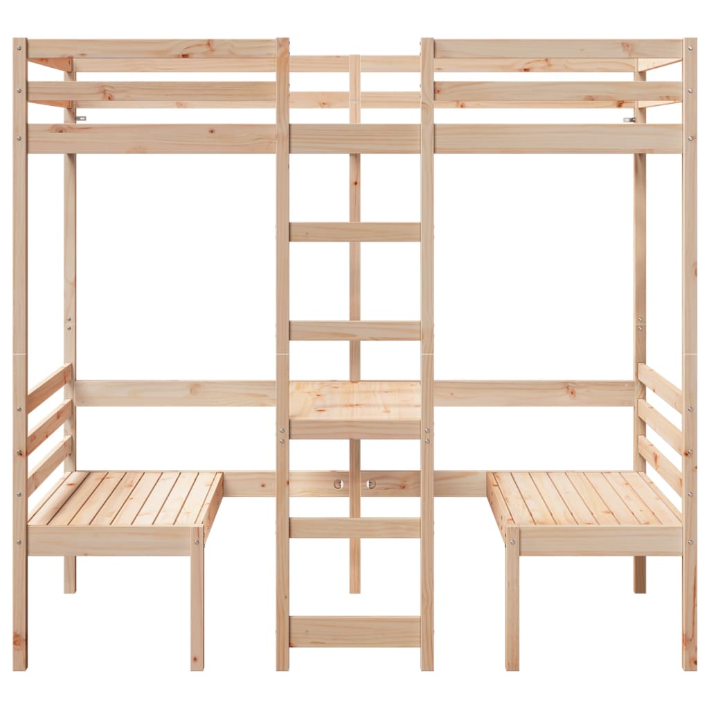 Hochbett m. Schreibtisch & Bänken - Kinderbett - Etagenbett - Stockbett - 80x200