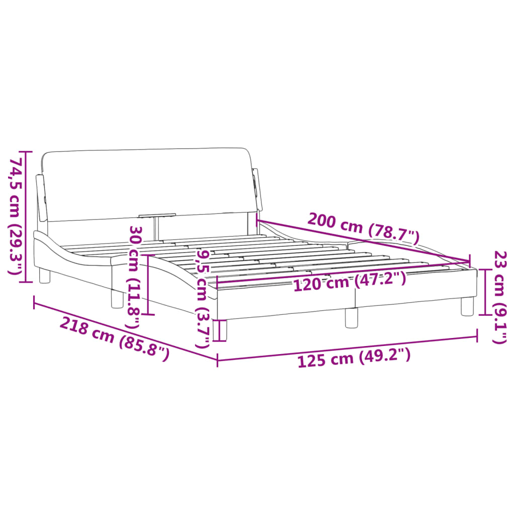 Bettgestell "Dover" - Polsterbett - Bettrahmen - Kopfteil - Einzelbett - 120x200