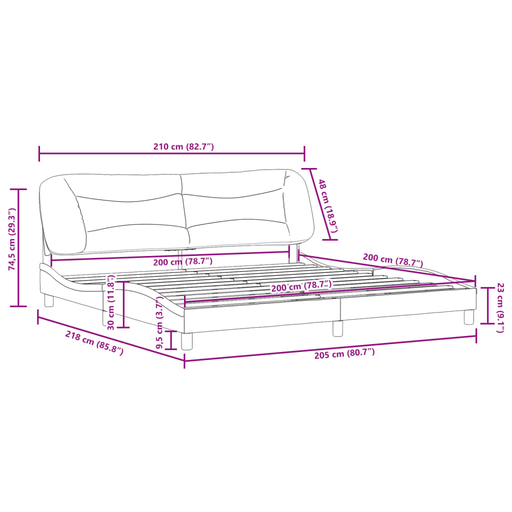Bettgestell ohne Matratze - Doppelbett - Bettrahmen - Kunstleder - 200 x 200 cm