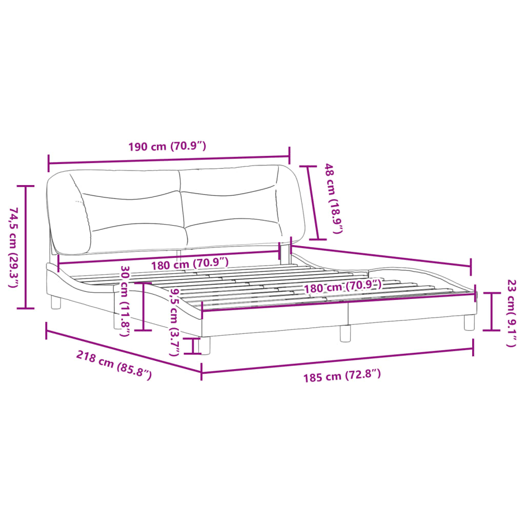 Polsterbett - Bettgestell - Doppelbett - Bettrahmen - Hotelbett - 180 x 200 cm