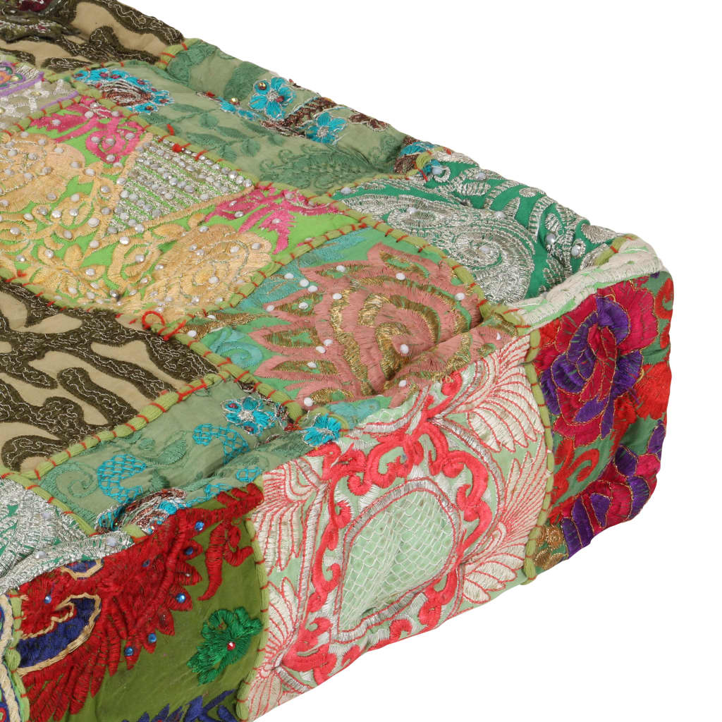 Vintage Sitzpouf - Patchwork Pouf - Sitzkissen Vintage - Handarbeit - 50x50x12cm