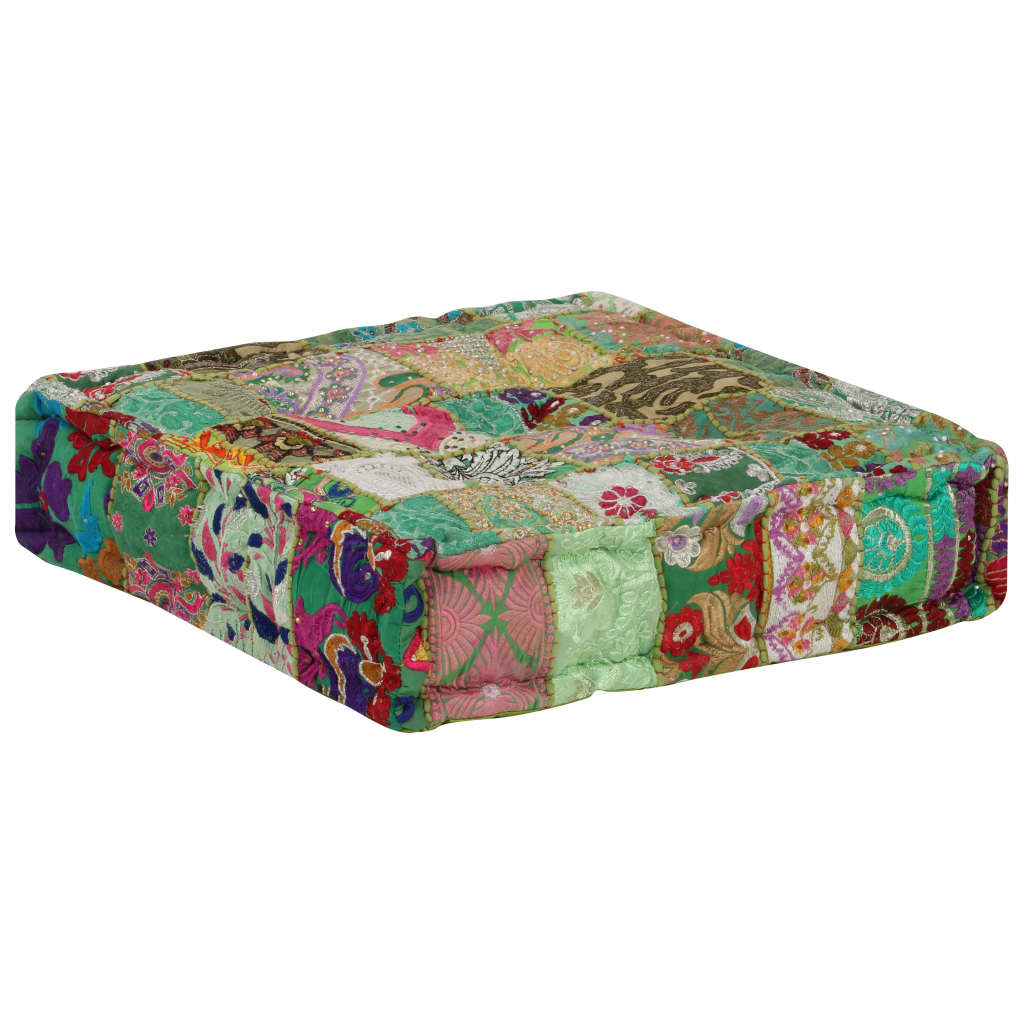 Vintage Sitzpouf - Patchwork Pouf - Sitzkissen Vintage - Handarbeit - 50x50x12cm