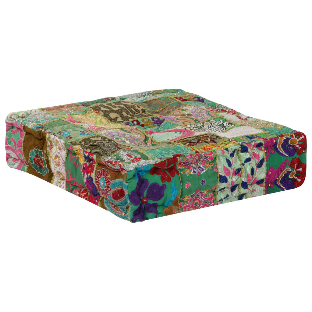 Vintage Sitzpouf - Patchwork Pouf - Sitzkissen Vintage - Handarbeit - 50x50x12cm