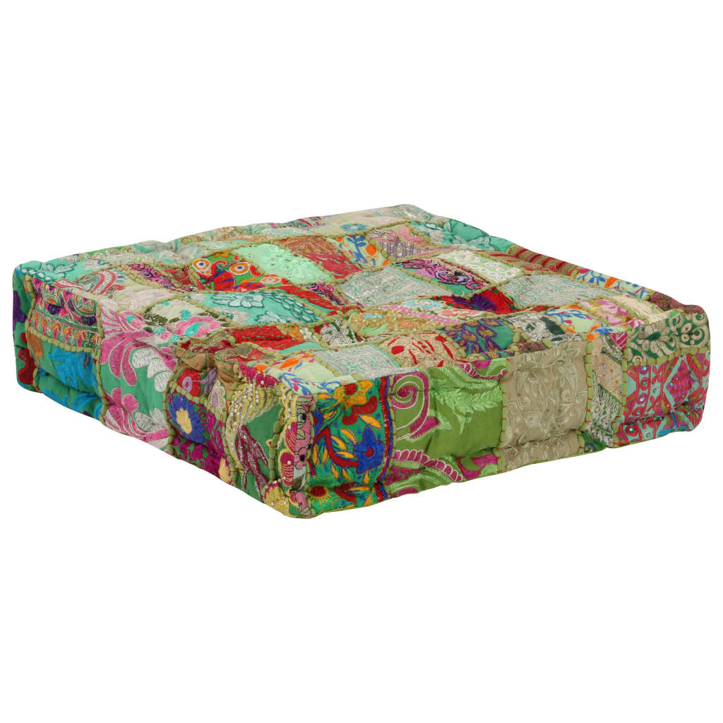 Vintage Sitzpouf - Patchwork Pouf - Sitzkissen Vintage - Handarbeit - 50x50x12cm