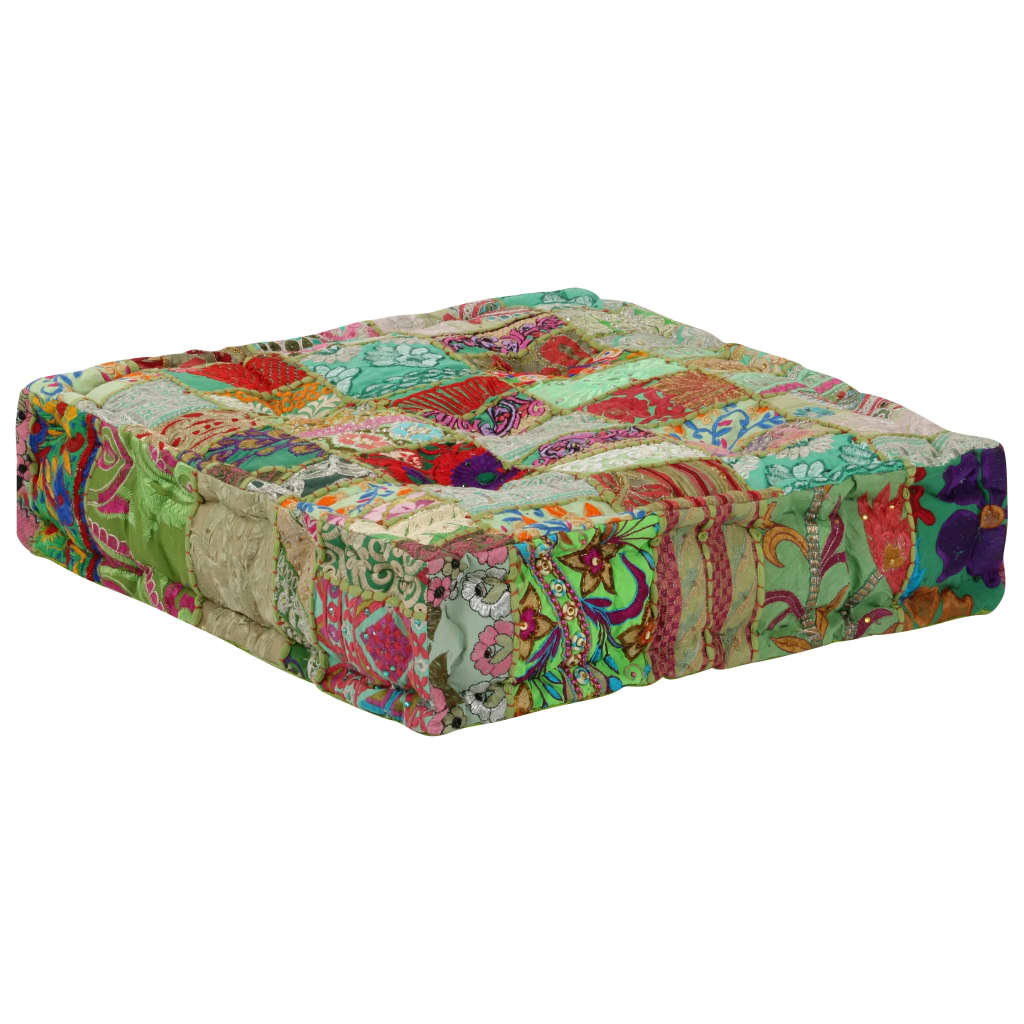 Vintage Sitzpouf - Patchwork Pouf - Sitzkissen Vintage - Handarbeit - 50x50x12cm