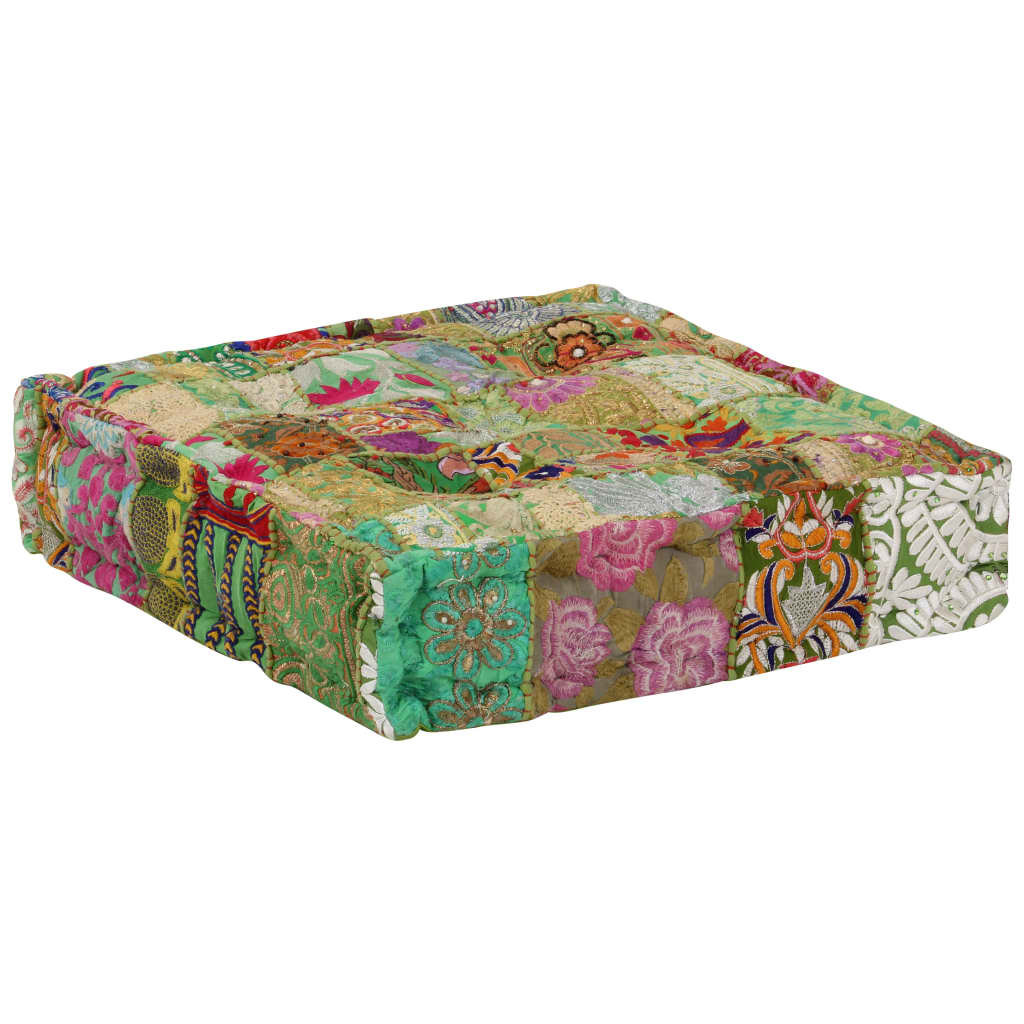 Vintage Sitzpouf - Patchwork Pouf - Sitzkissen Vintage - Handarbeit - 50x50x12cm